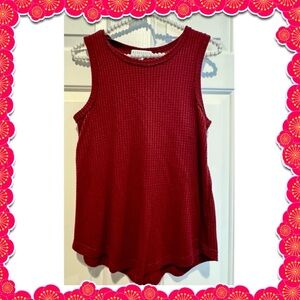 PJ Salvage tank top - maroon red - waffle w/raw edges - small. BOGO offer ⬇️